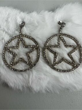Vintage Rhinestone Star Dangle Earrings